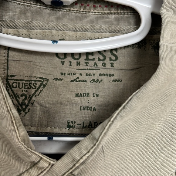 Army green long sleeve button down by Guess - Picture 2 of 4